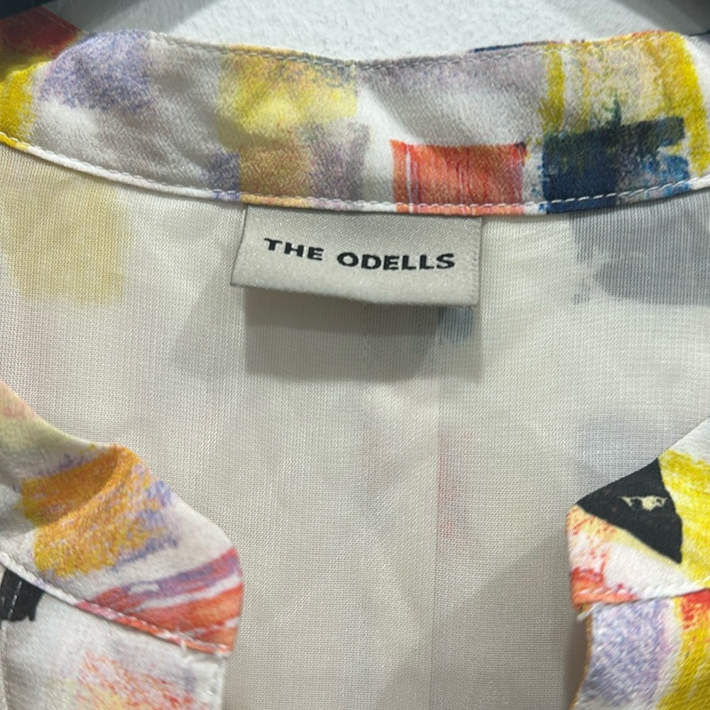 ANTHROPOLOGIE The Odells geometric 100% silk shift dress lined pockets medium - Picture 5 of 8